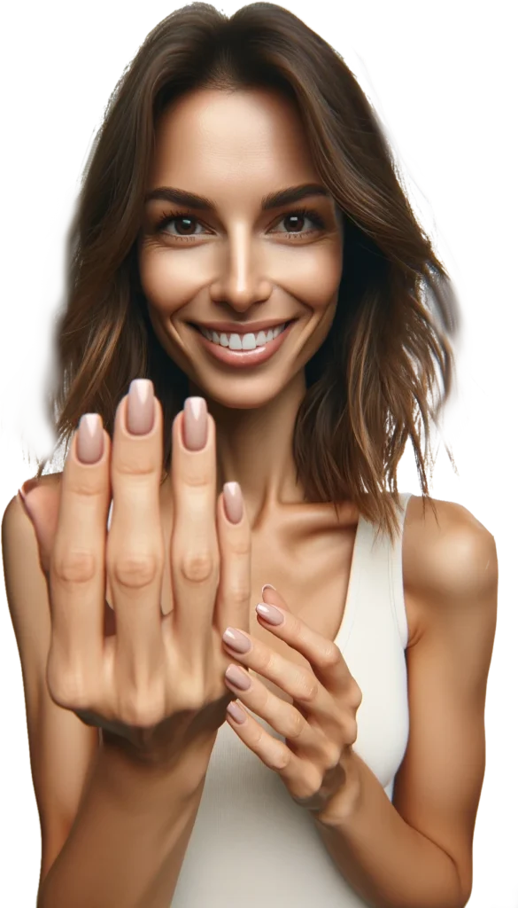An american woman showing off her acrylic nails